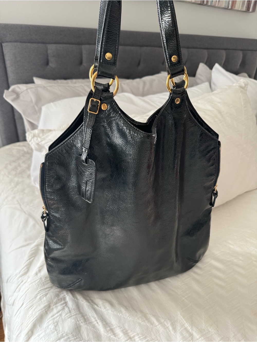 YSL Yves Saint Laurent patent tote bag